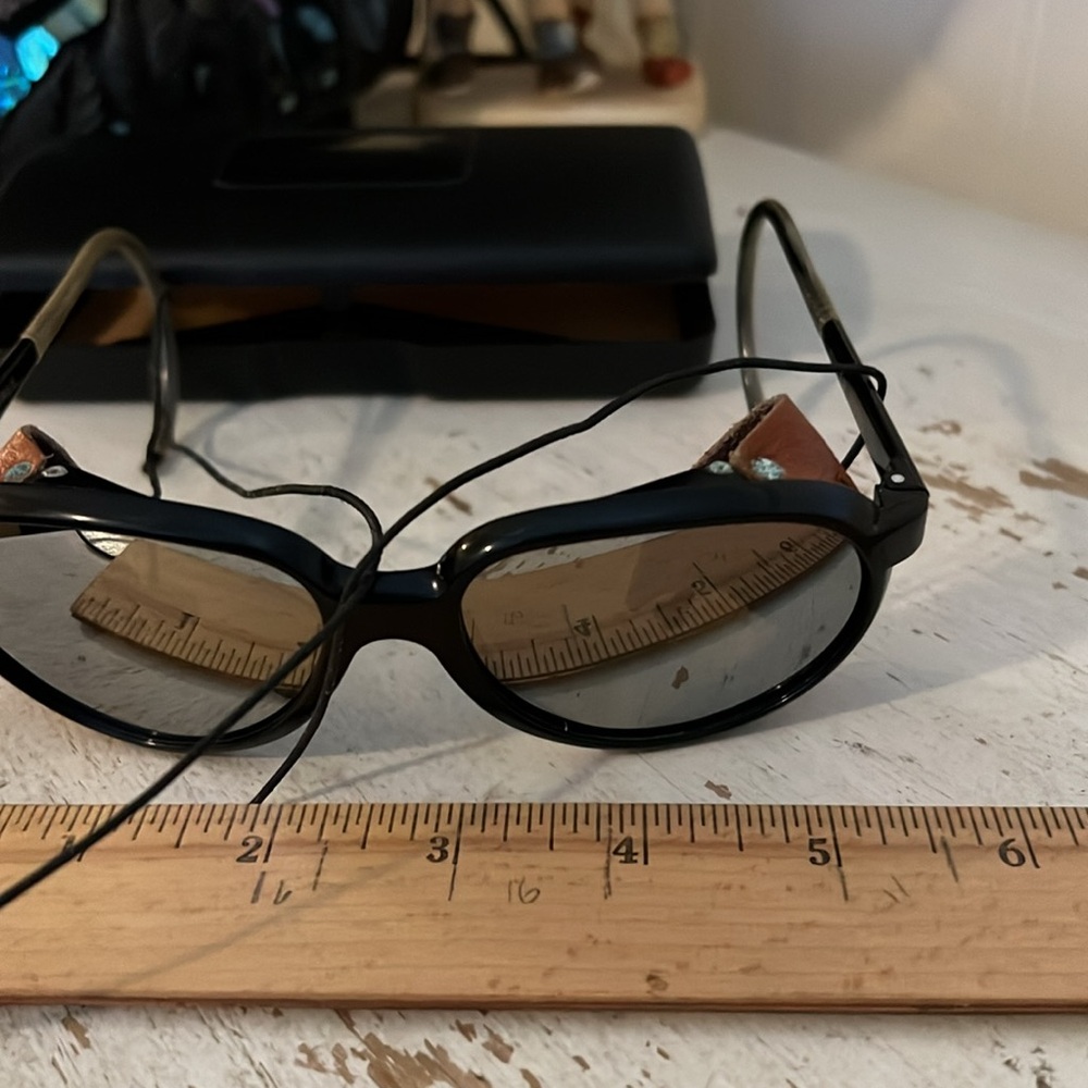 Vintage Style Eyes mountaineering climbing sunglasses leather sides - Picture 8 of 9